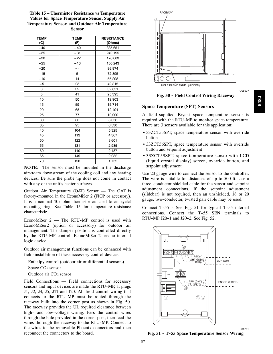 Space temperature (spt) sensors | Bryant 548J User Manual | Page 37 / 100