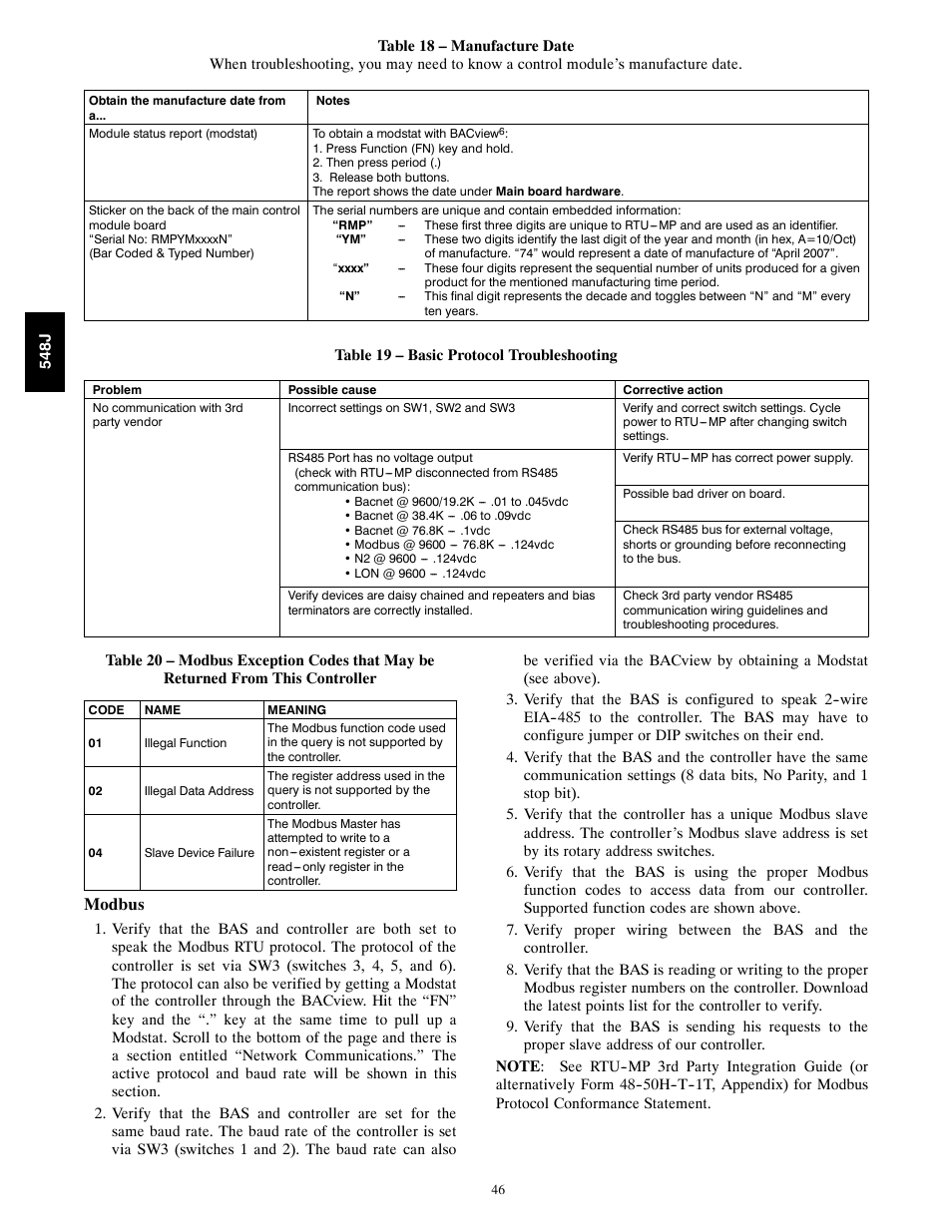 Modbus | Bryant 548J User Manual | Page 46 / 100