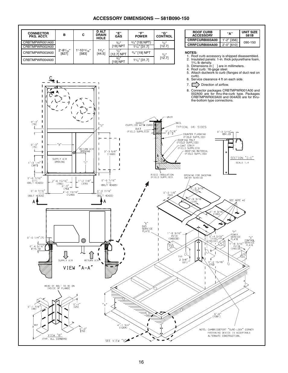 Bryant COMMERCIAL SINGLE PACKAGE ROOFTOP GAS HEAT/ELECTRIC COOLING 581B User Manual | Page 16 / 64