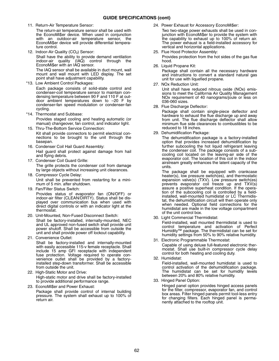 Bryant COMMERCIAL SINGLE PACKAGE ROOFTOP GAS HEAT/ELECTRIC COOLING 581B User Manual | Page 62 / 64