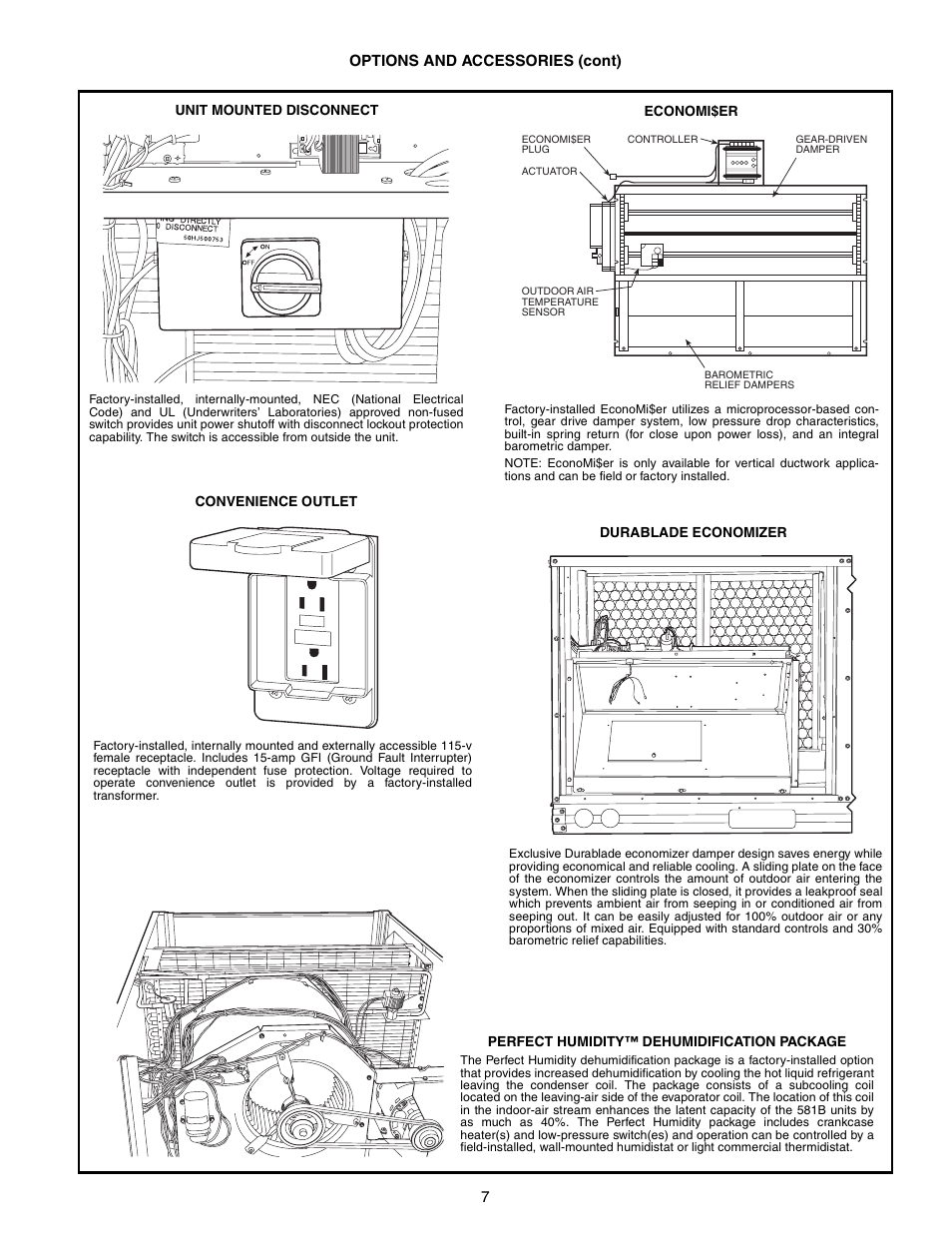 Bryant COMMERCIAL SINGLE PACKAGE ROOFTOP GAS HEAT/ELECTRIC COOLING 581B User Manual | Page 7 / 64
