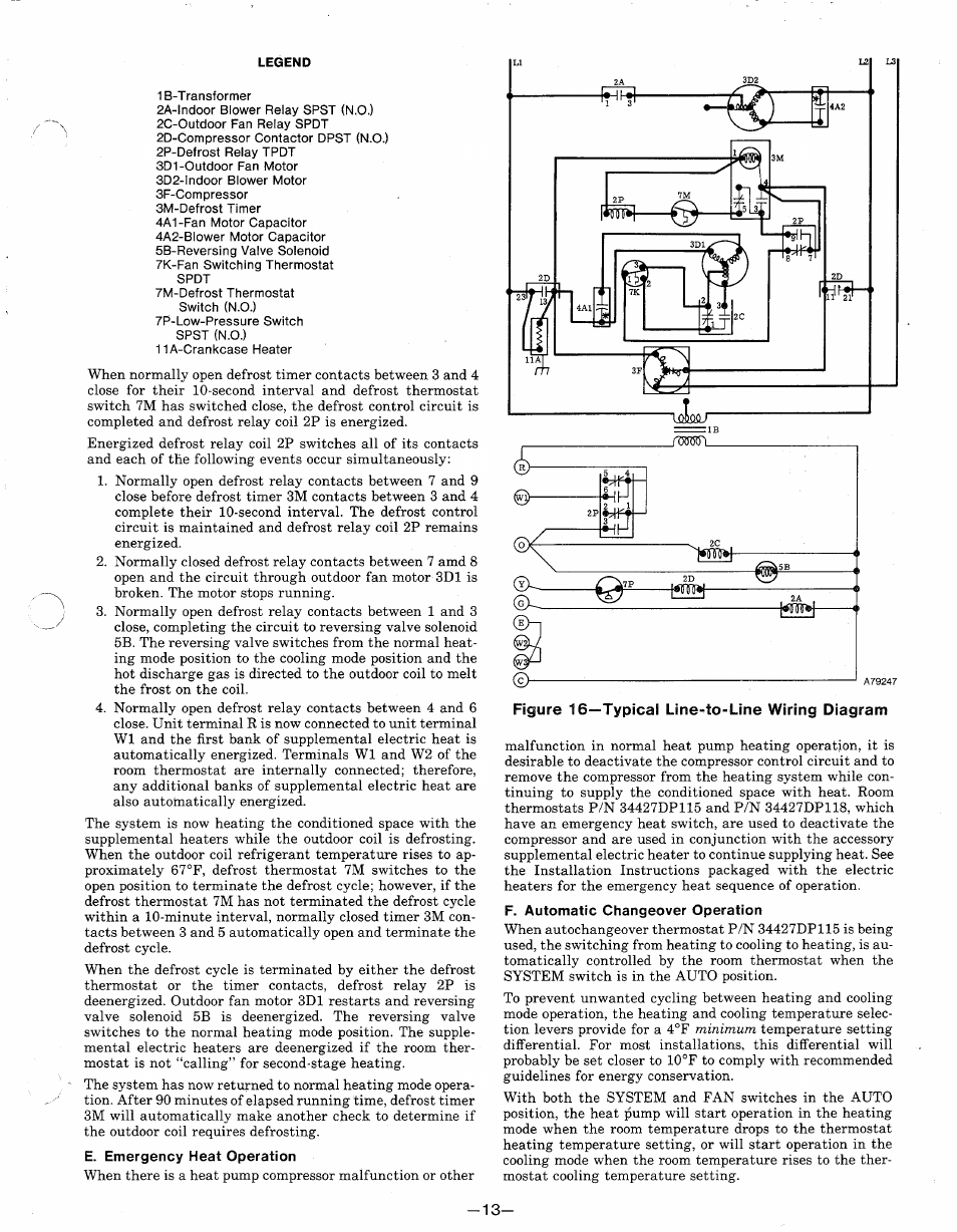 Legend, E. emergency heat operation, F. automatic changeover operation | Bryant 542E User Manual | Page 13 / 16