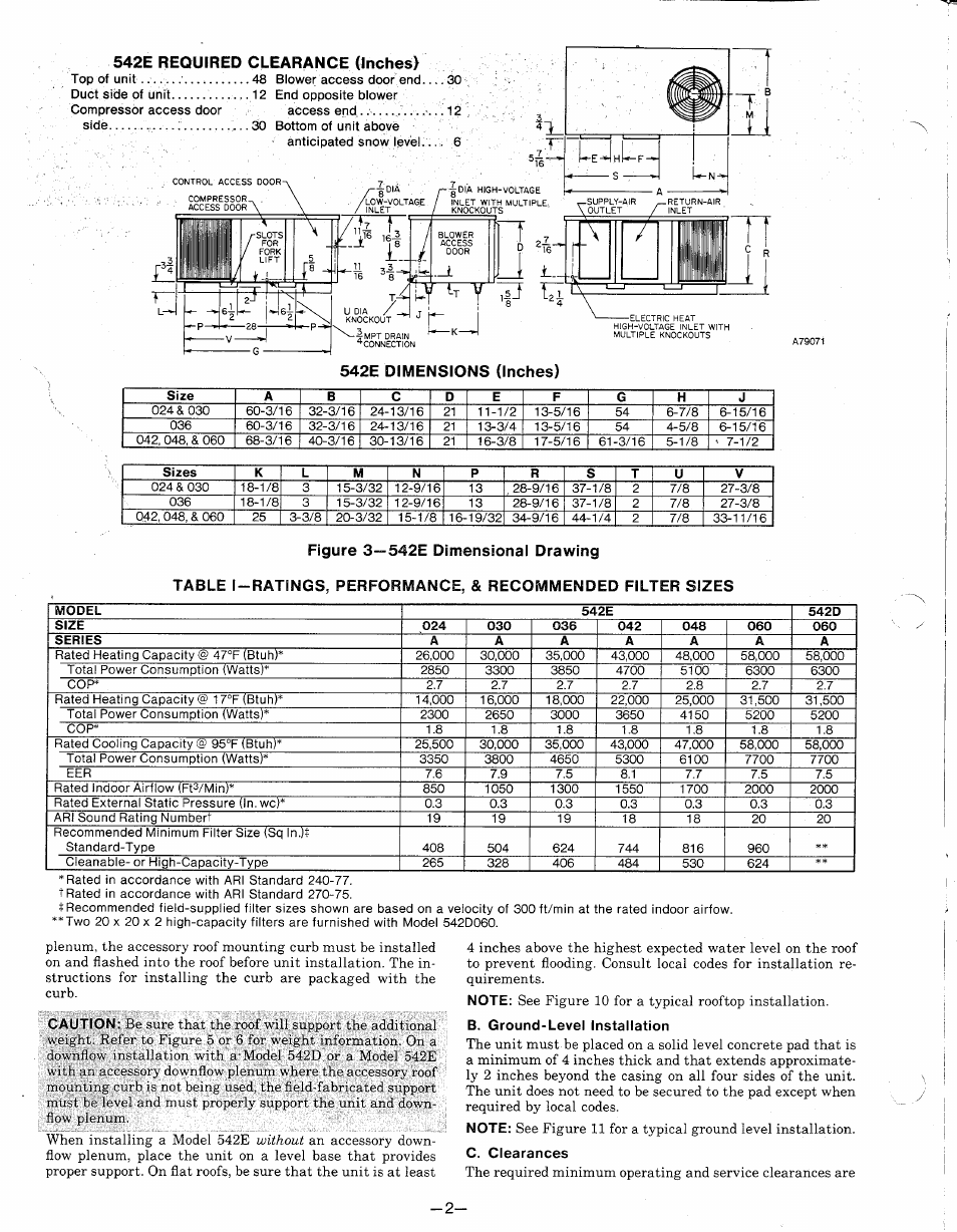 B. ground-level installation, C. clearances | Bryant 542E User Manual | Page 2 / 16