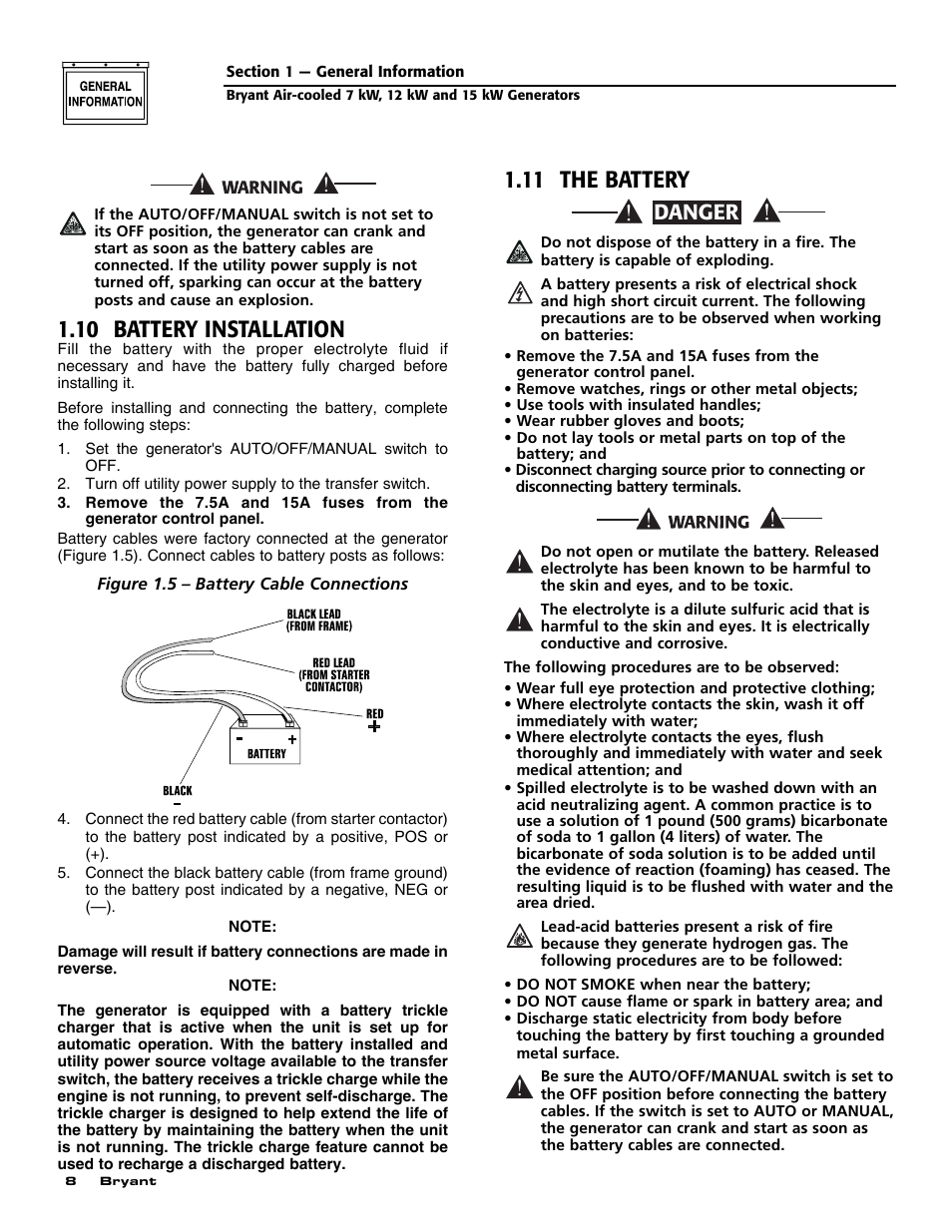 10 battery installation, 11 the battery, Danger | Bryant ASPAS1BBA012 User Manual | Page 10 / 24