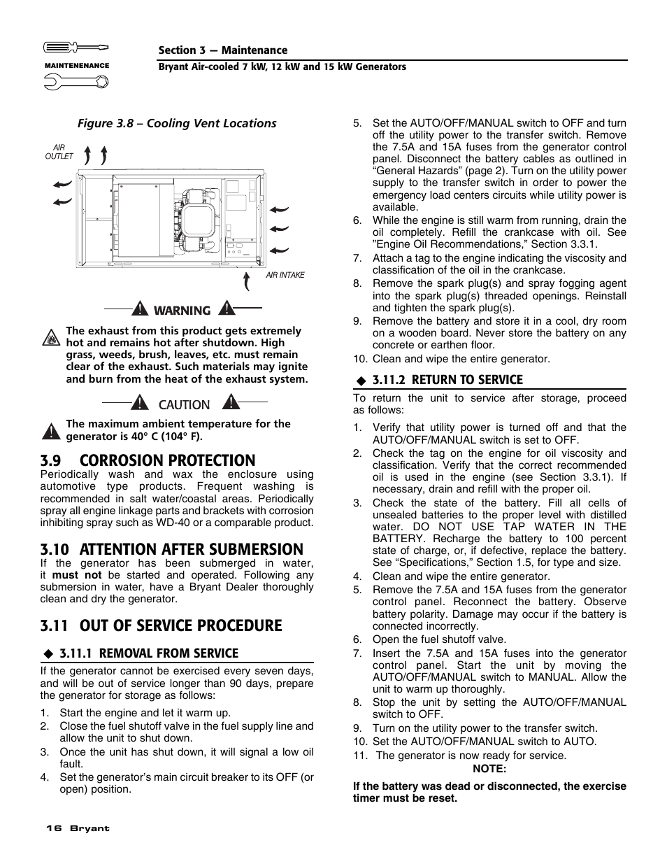 9 corrosion protection, 10 attention after submersion, 11 out of service procedure | Bryant ASPAS1BBA012 User Manual | Page 18 / 24