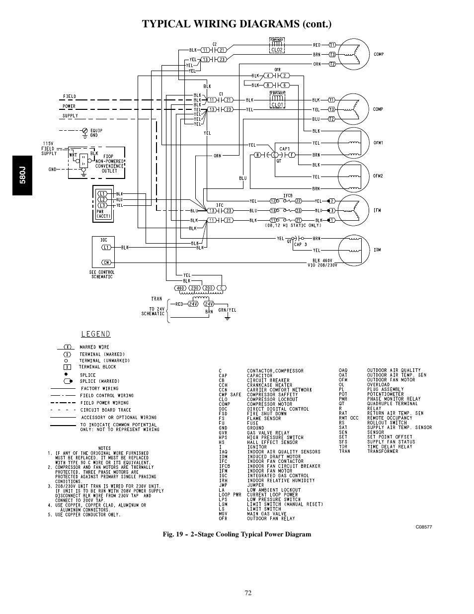 Typical wiring diagrams (cont.) | Bryant LEGACY LINE 580J User Manual | Page 72 / 86