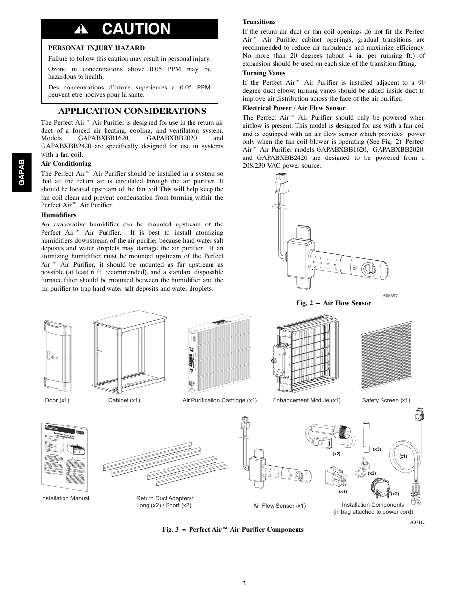Caution, Application considerations | Bryant PERFECT AIR 1620 User Manual | Page 2 / 12