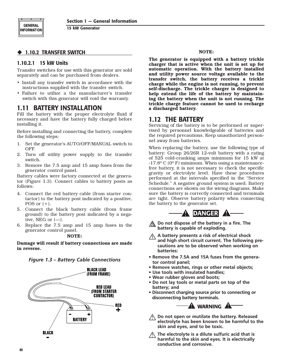 11 battery installation, 12 the battery, Danger | Bryant ASPAX1BBA015 User Manual | Page 10 / 44