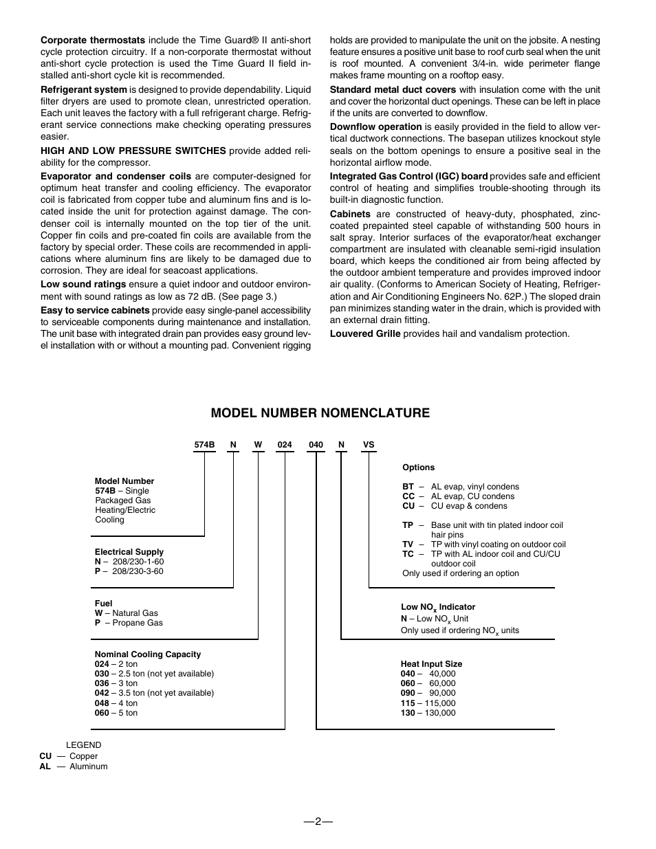Model number nomenclature | Bryant 574B User Manual | Page 2 / 28