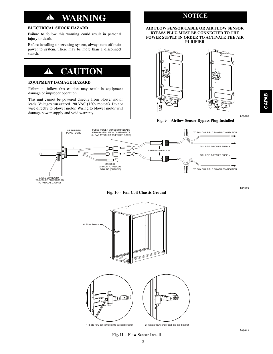 Warning, Caution, Notice | Bryant GAPAB Perfect Air Air Purifier For Fan Coils 1620 User Manual | Page 5 / 12