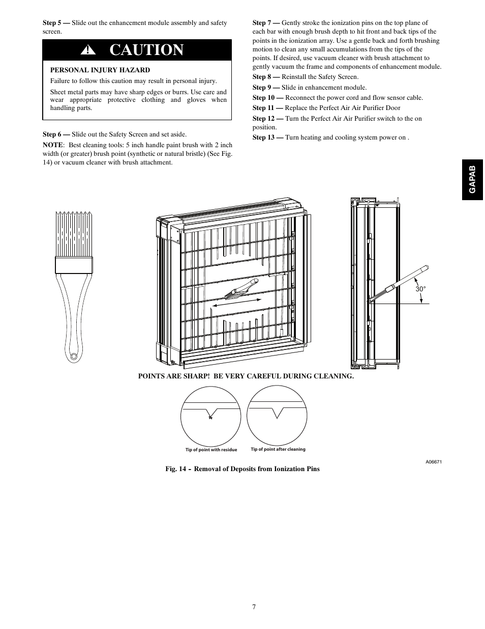 Caution | Bryant GAPAB Perfect Air Air Purifier For Fan Coils 1620 User Manual | Page 7 / 12