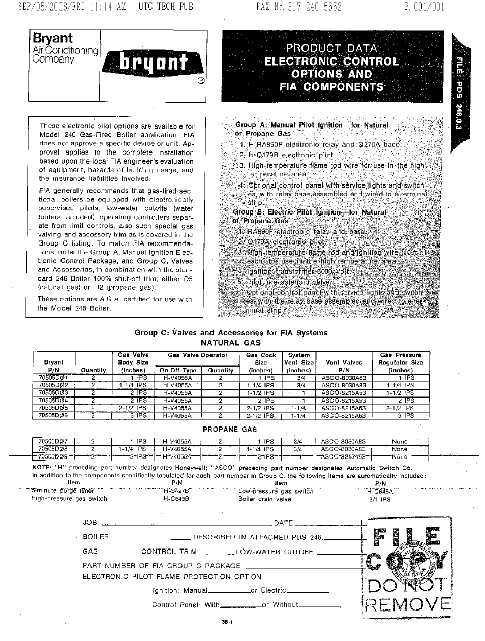 Bryant 246 Gas-Fired User Manual | 1 page