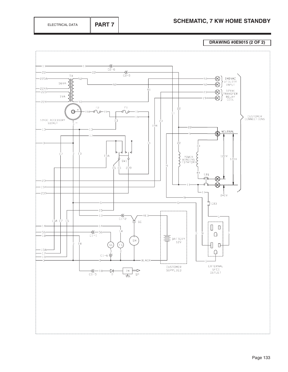 Schematic, 7 kw home standby, Part 7 | Bryant ASPAS1BBA015 User Manual | Page 133 / 144