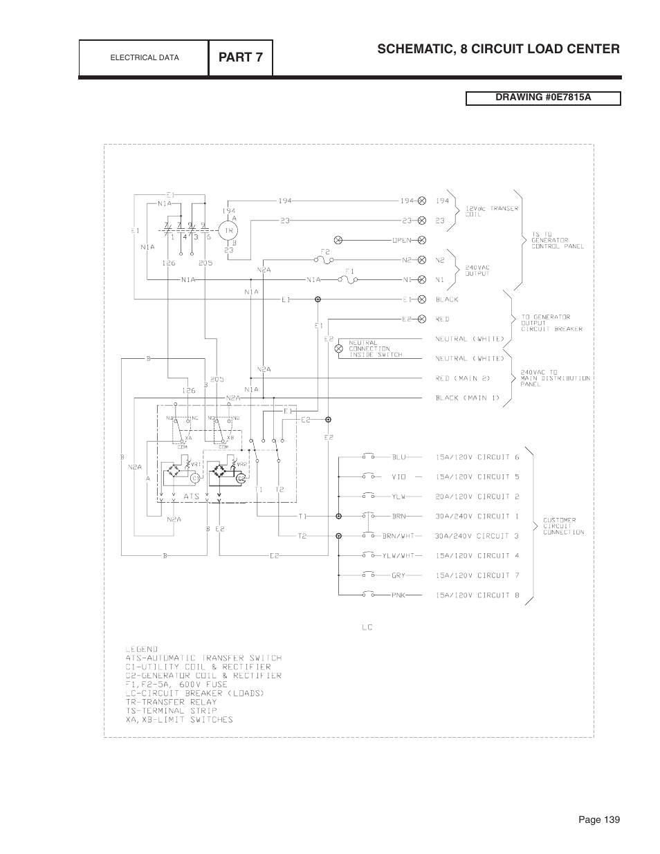 Schematic, 8 circuit load center part 7 | Bryant ASPAS1BBA015 User Manual | Page 139 / 144