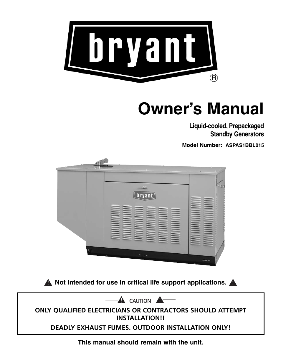 Bryant ASPAS1BBL015 User Manual | 48 pages