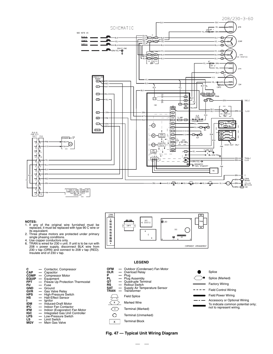 Fig. 47 — typical unit wiring diagram | Bryant DURAPAC 580F User Manual | Page 47 / 52