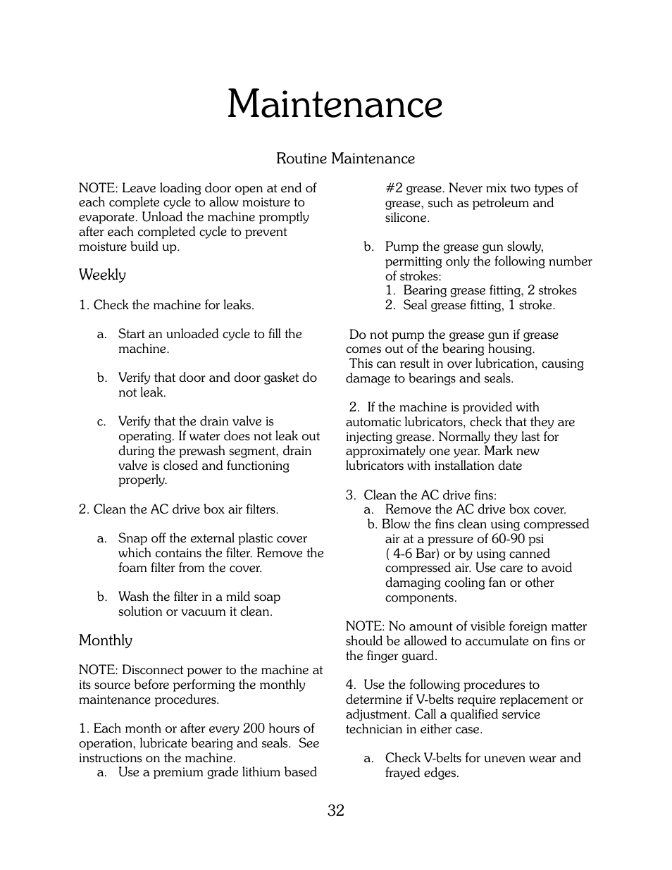 Maintenance | B&C Technologies HP Series Commercial User Manual | Page 33 / 38