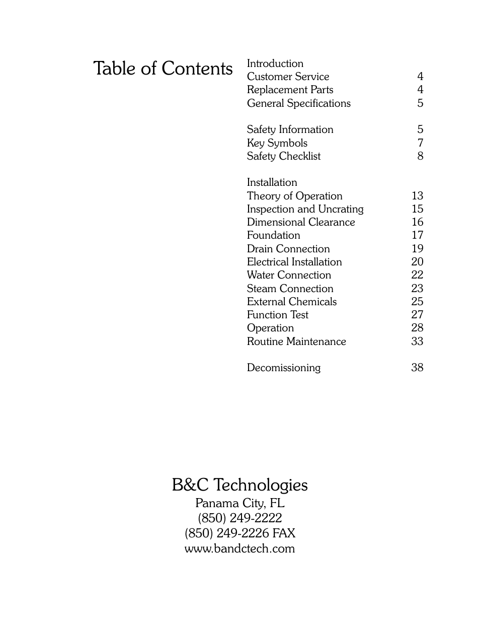 B&C Technologies HI Series Commercial User Manual | Page 3 / 39