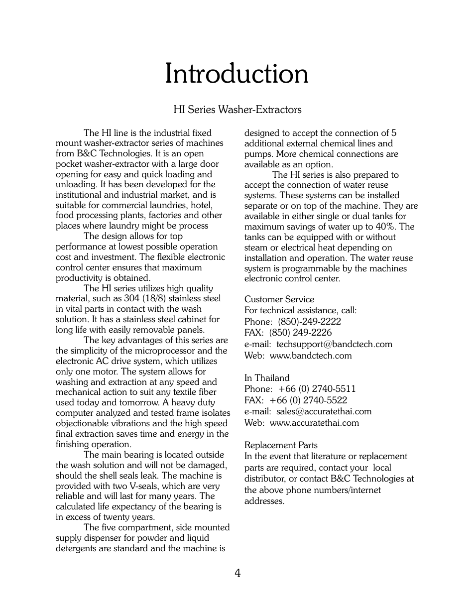 Introduction | B&C Technologies HI Series Commercial User Manual | Page 4 / 39