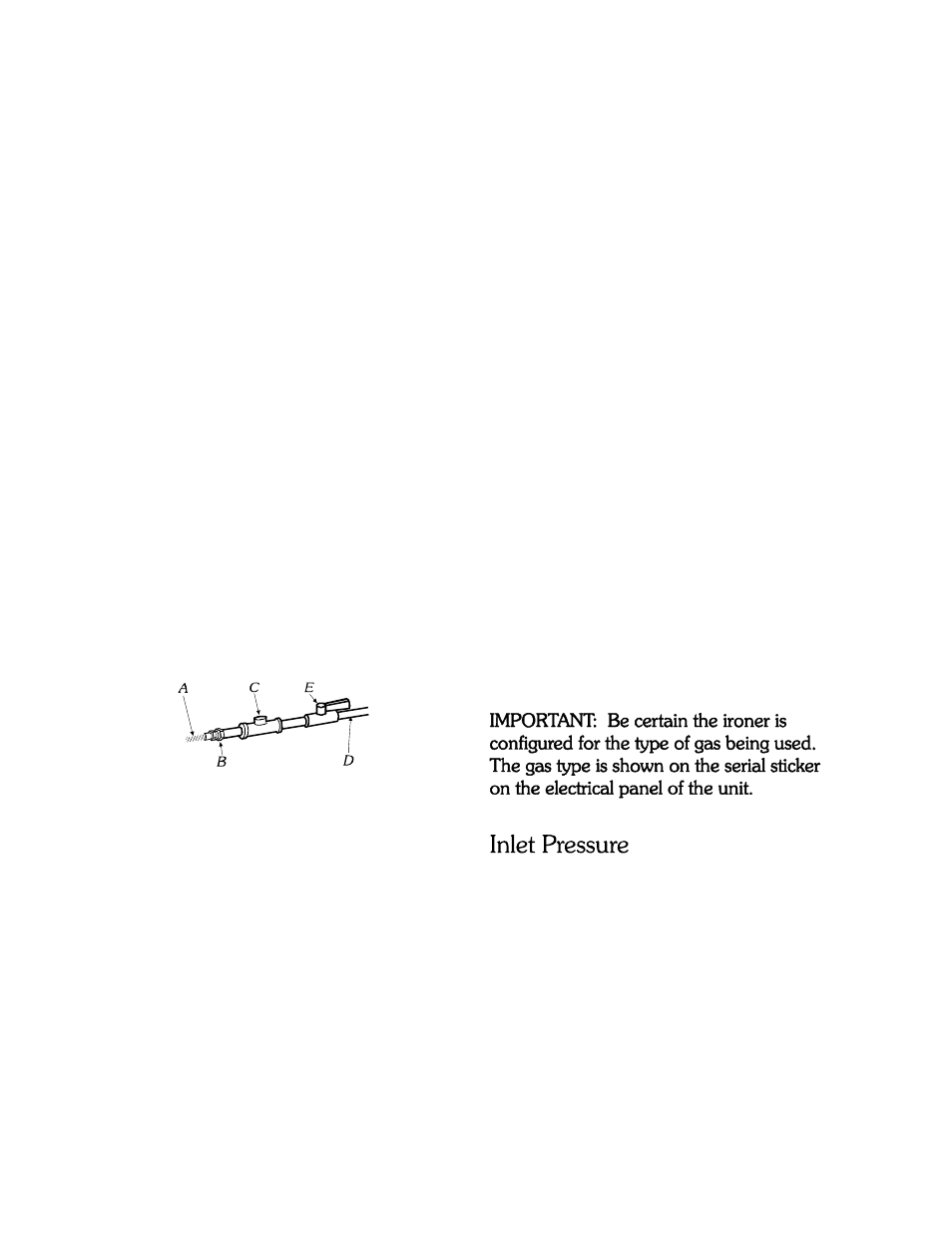 Installation, Gas supply line, Gas connection | Gas supply connection requirements | B&C Technologies IP Series Commercial Ironer User Manual | Page 15 / 25