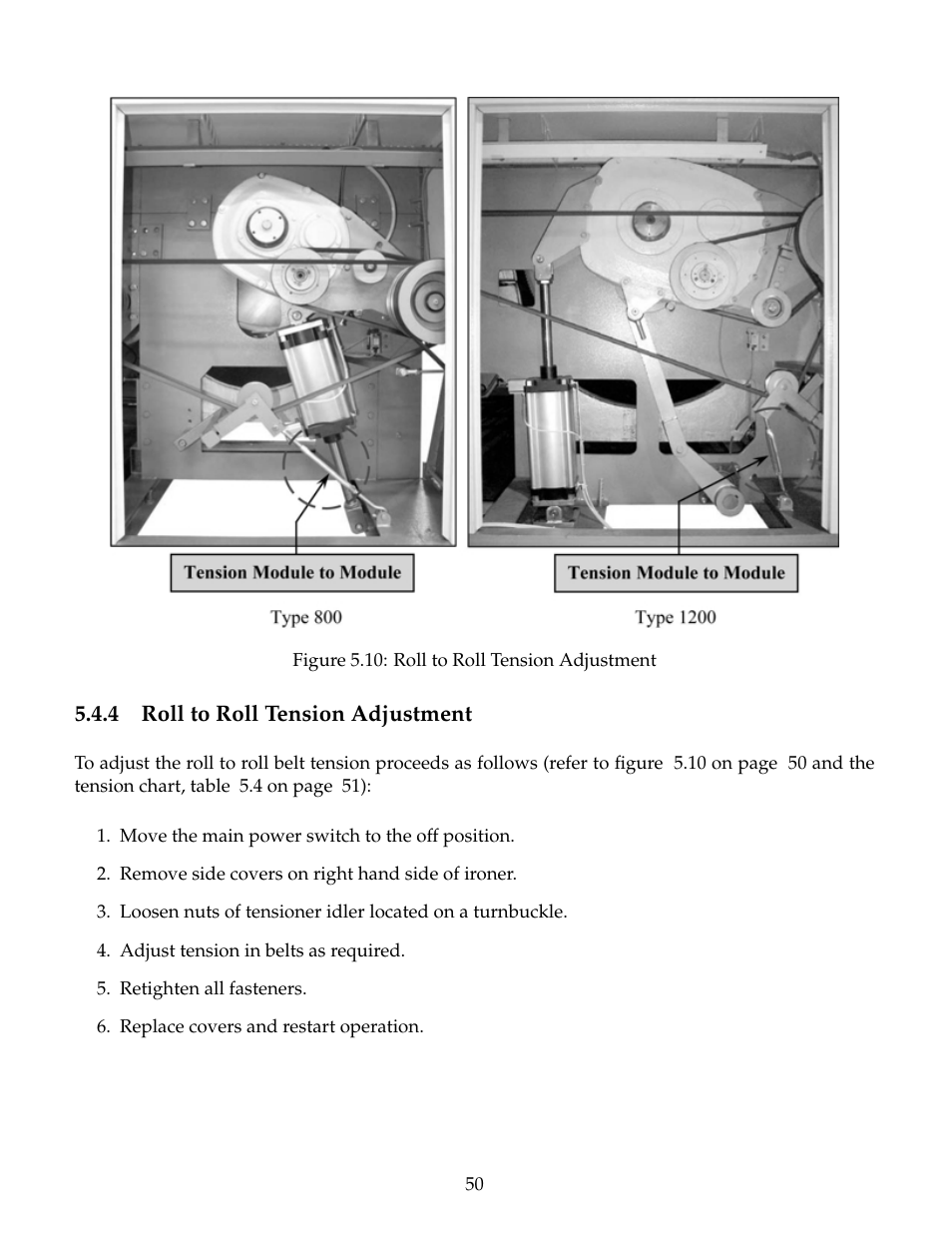Interroll tension adjustment | B&C Technologies IM Series Industrial Ironer User Manual | Page 60 / 157