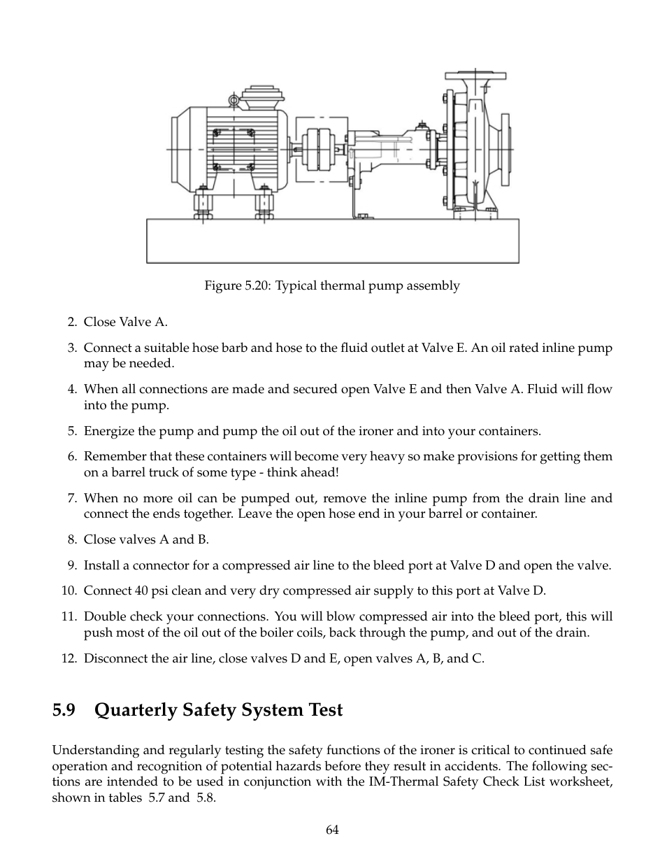 Quarterly safety system test, 9 quarterly safety system test | B&C Technologies IM Series Industrial Ironer User Manual | Page 74 / 157