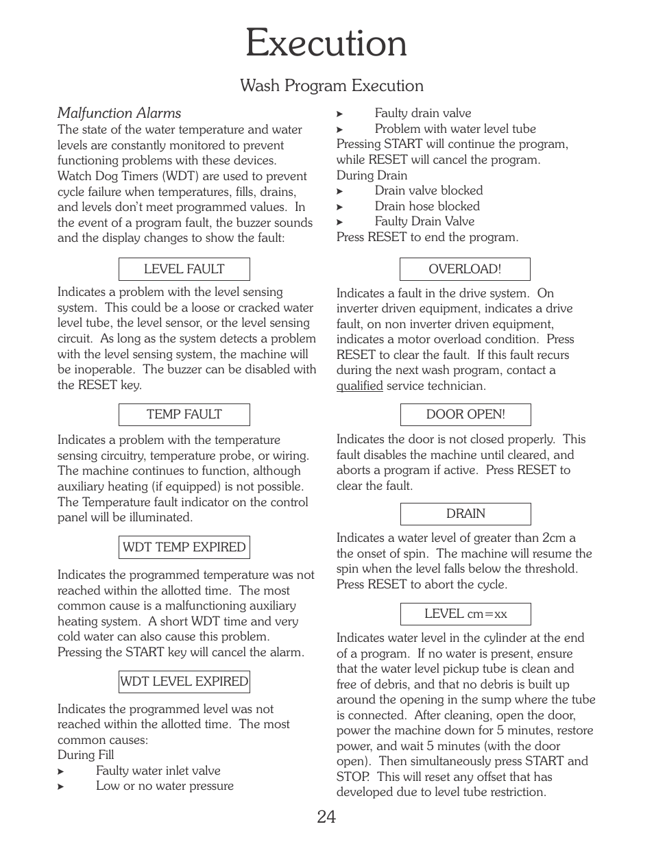 Execution, Wash program execution 24 | B&C Technologies EL-6 Programming (SA, SB, SI, SP, HI, HP Series) User Manual | Page 25 / 36