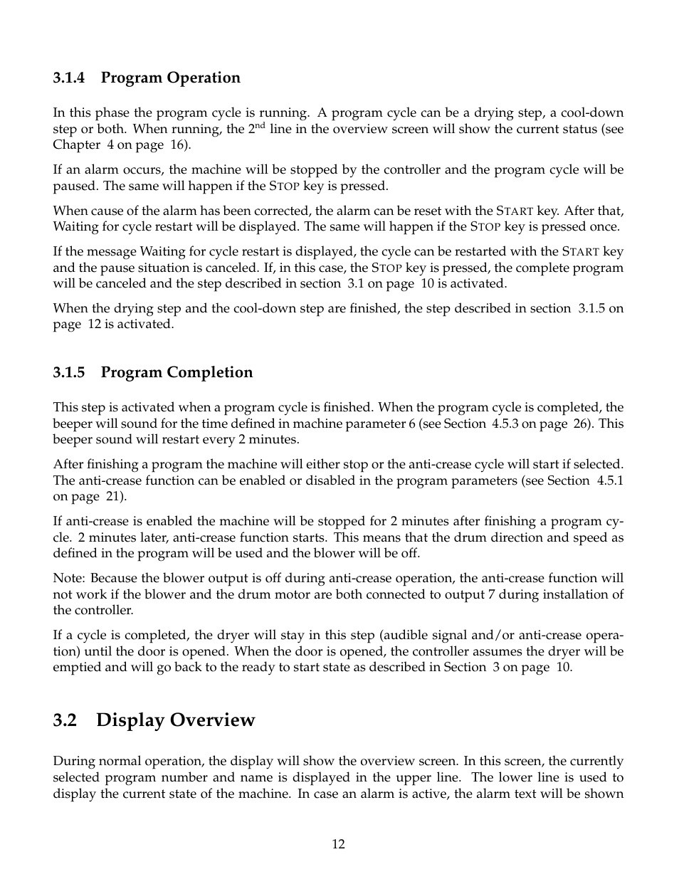 Program operation, Program completion, Display overview | 2 display overview, 4 program operation, 5 program completion | B&C Technologies M720 Dryer Control (DE, DP, DI Series) User Manual | Page 15 / 50