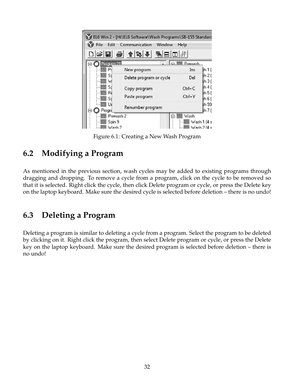 Modifying a program, Deleting a program, 2 modifying a program | 3 deleting a program | B&C Technologies EL-6 Windows User Manual | Page 35 / 44