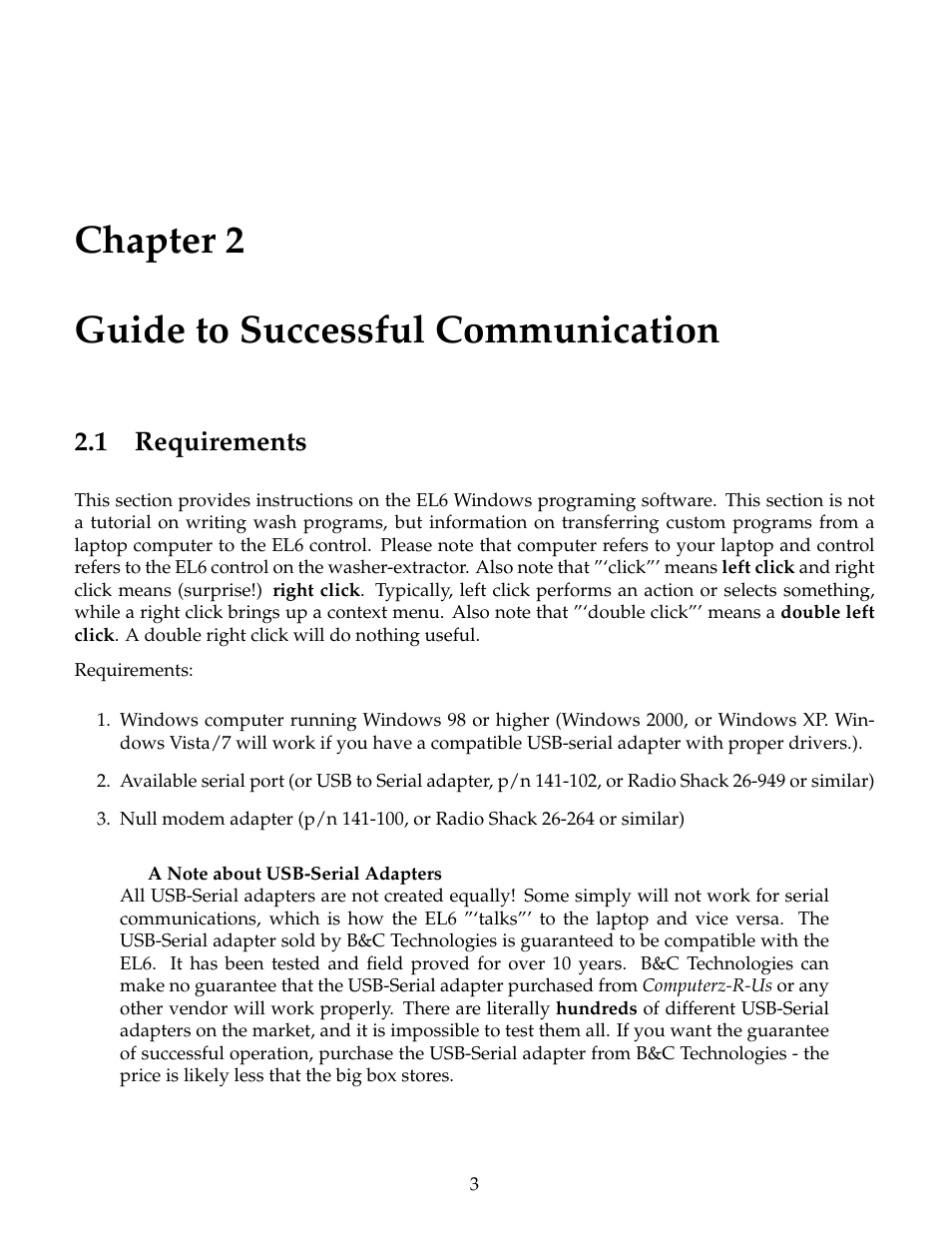 Guide to successful communication, Requirements, Chapter 2 guide to successful communication | 1 requirements | B&C Technologies EL-6 Windows User Manual | Page 6 / 44