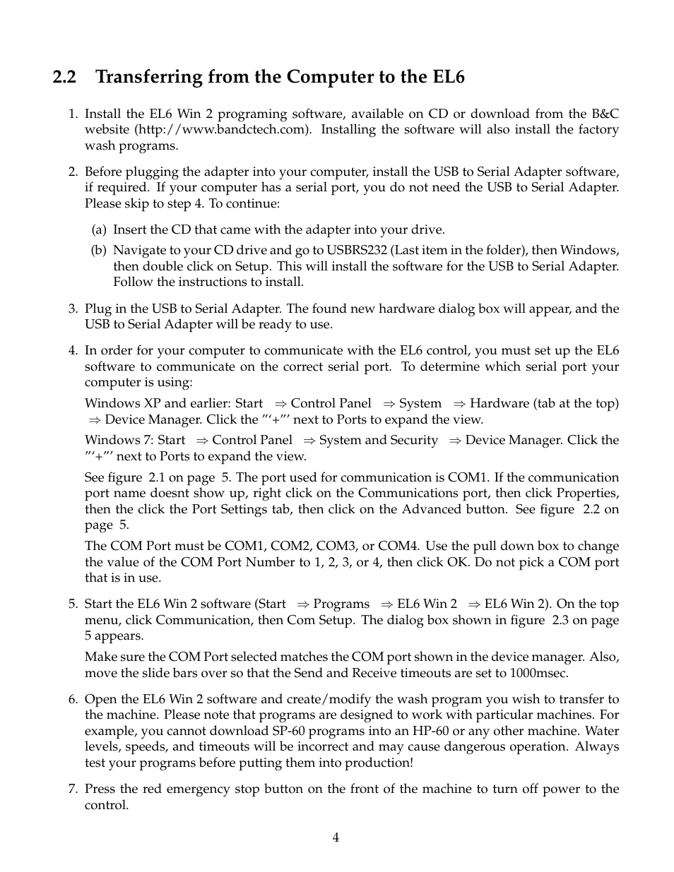 Transferring from the computer to the el6, 2 transferring from the computer to the el6 | B&C Technologies EL-6 Windows User Manual | Page 7 / 44