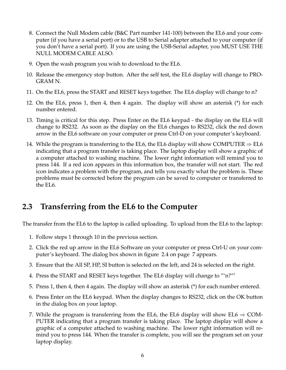 Transferring from the el6 to the computer, 3 transferring from the el6 to the computer | B&C Technologies EL-6 Windows User Manual | Page 9 / 44