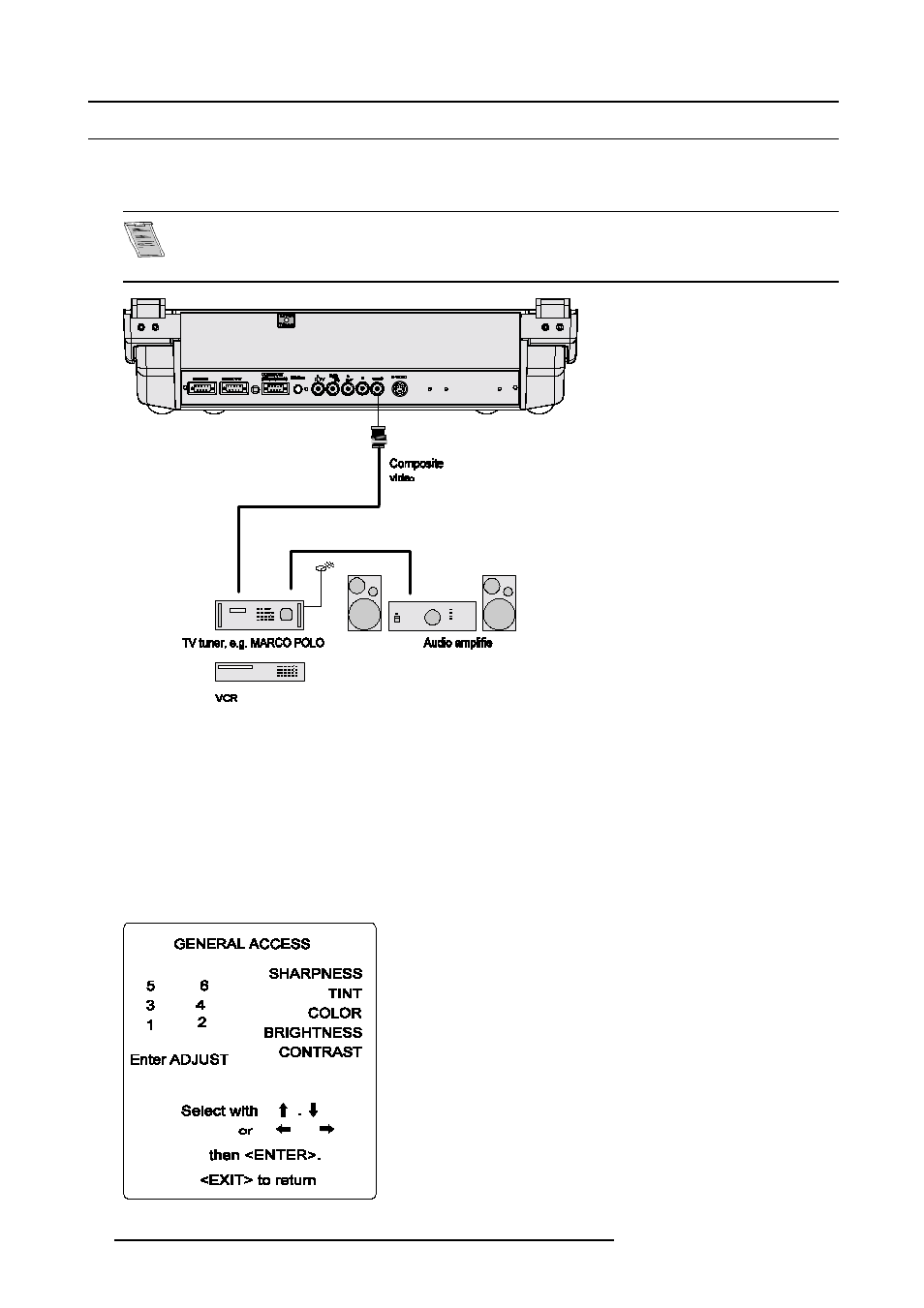 2 connecting a composite video source, Connecting a composite video source | Barco CINE7 R9010050 User Manual | Page 16 / 115