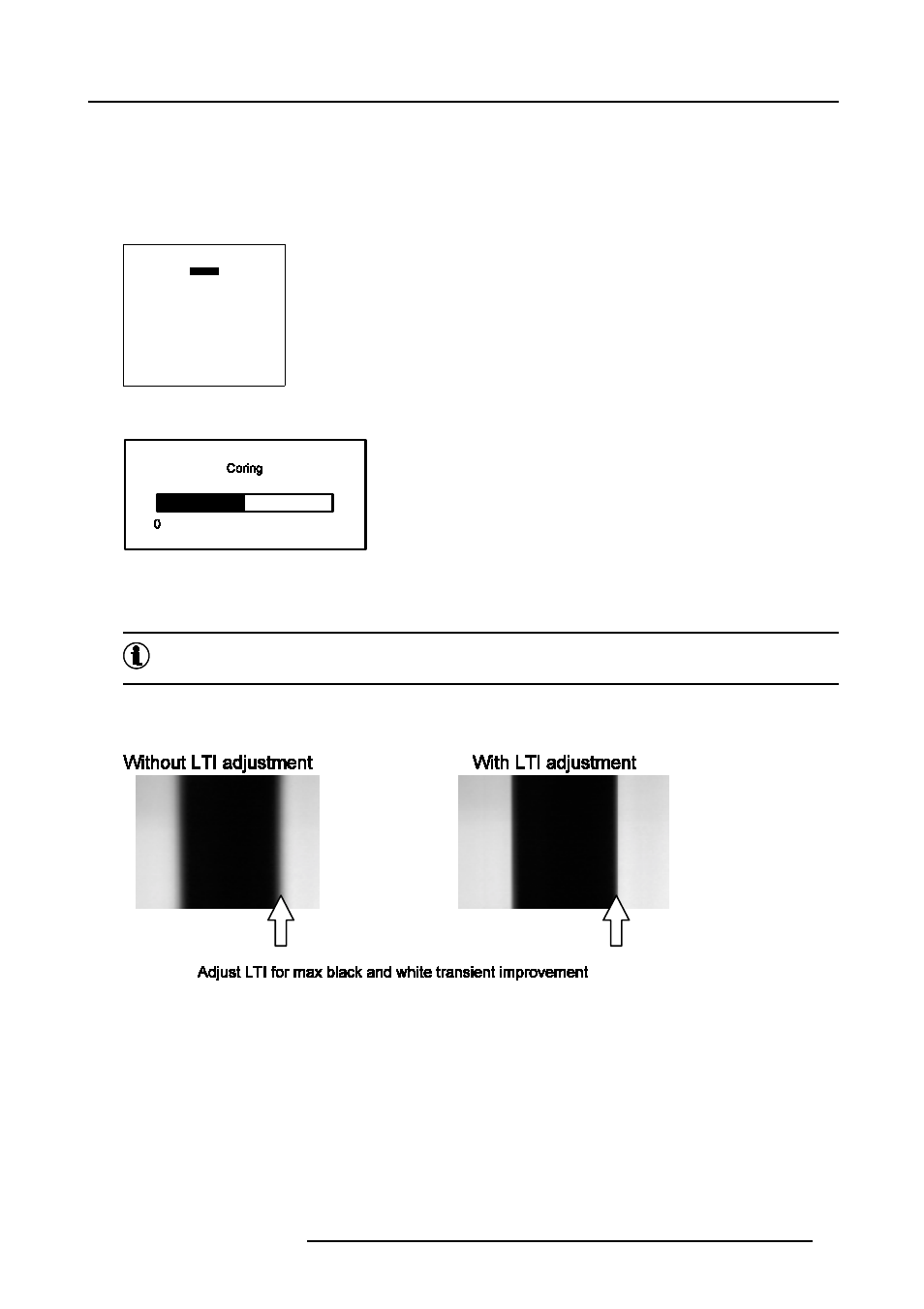 8 lti, 8lti, Random access adjustment mode how to adjust coring | What can be done | Barco CINE7 R9010050 User Manual | Page 69 / 115