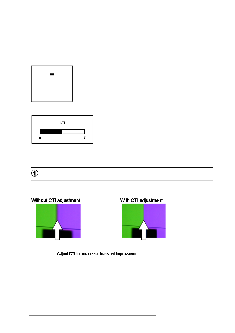 9 cti, 9cti, Random access adjustment mode how to adjust lti | What can be done | Barco CINE7 R9010050 User Manual | Page 70 / 115