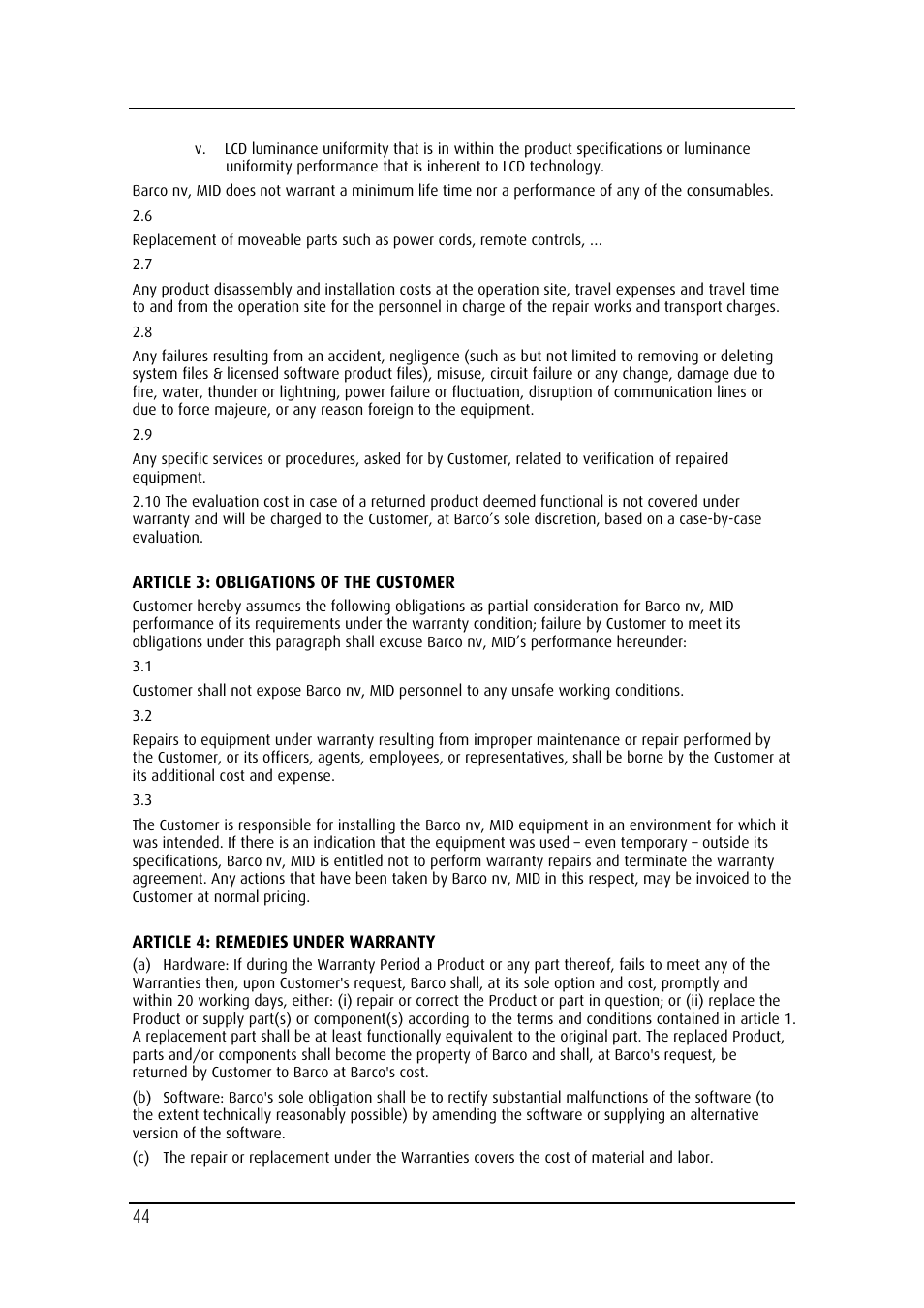 Barco MD-4221 User Manual | Page 44 / 48