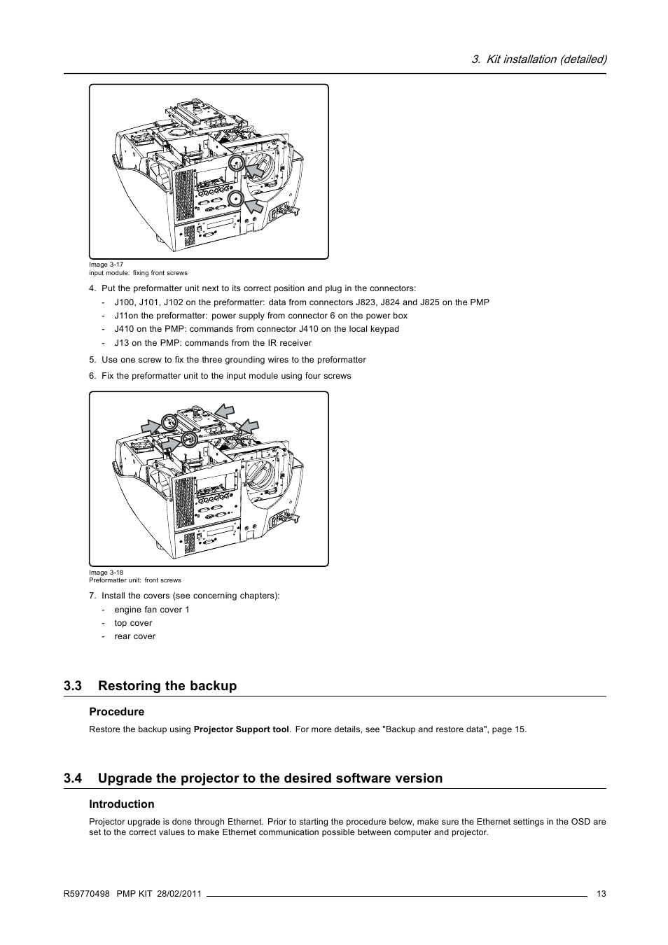 3 restoring the backup, Restoring the backup | Barco GALAXY NW-12 User Manual | Page 17 / 35