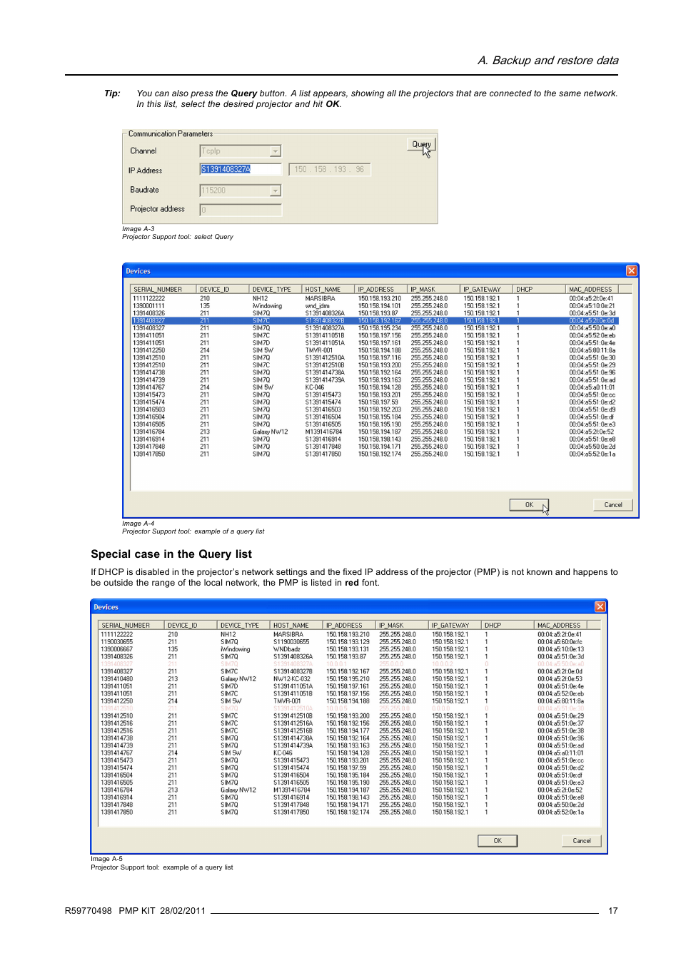 A. backup and restore data | Barco GALAXY NW-12 User Manual | Page 21 / 35