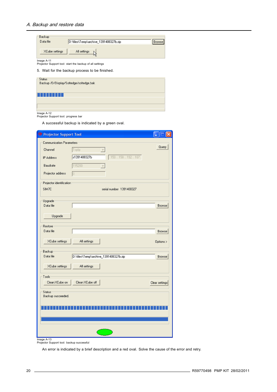 A. backup and restore data | Barco GALAXY NW-12 User Manual | Page 24 / 35