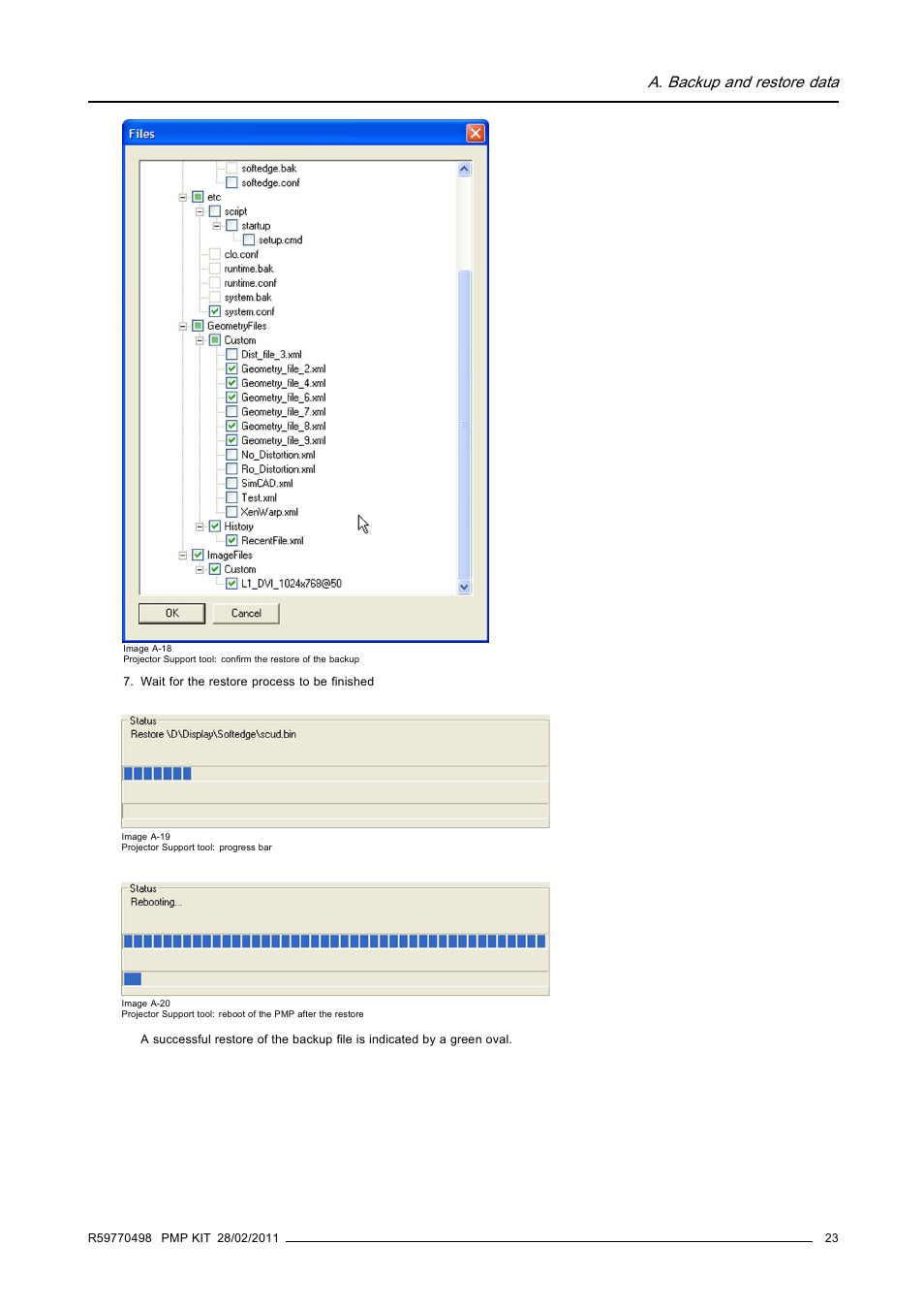 A. backup and restore data | Barco GALAXY NW-12 User Manual | Page 27 / 35