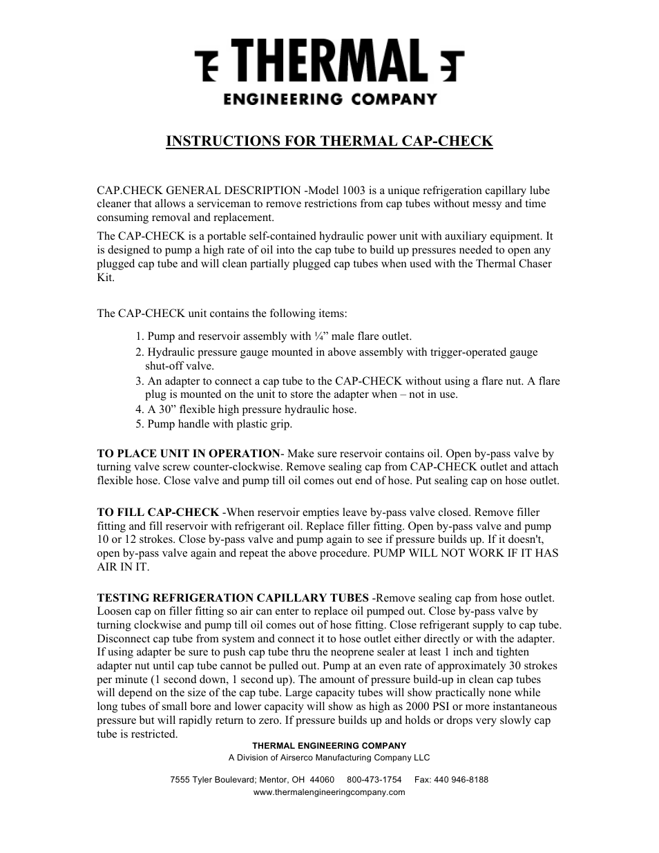 Imperial Tools 1003 Capillary Tube Cleaner User Manual | 4 pages