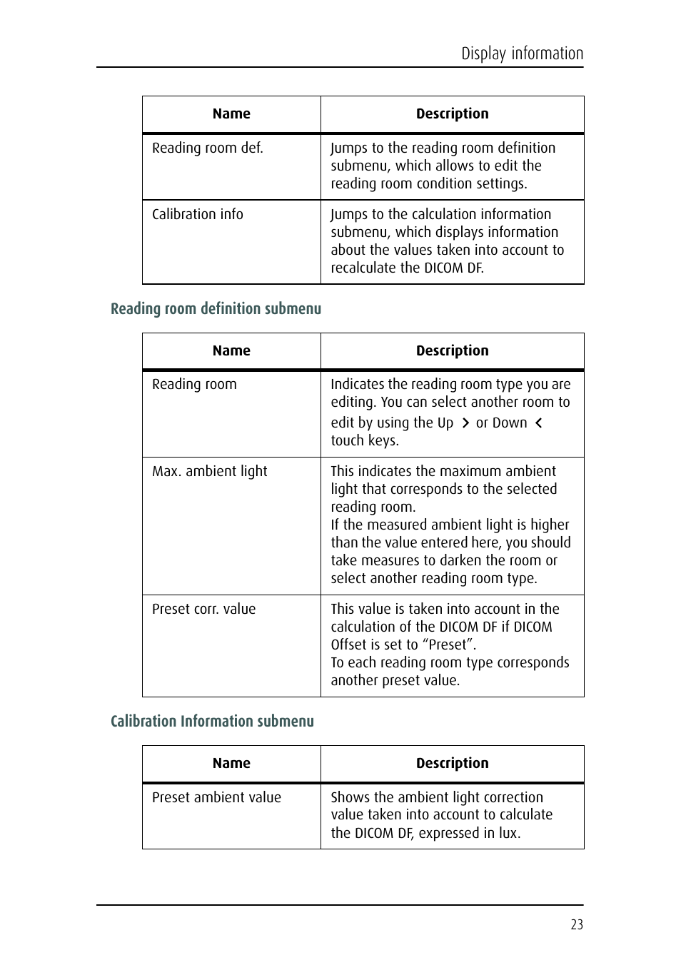 Display information | Barco Nio Fusion 4MP User Manual | Page 23 / 35