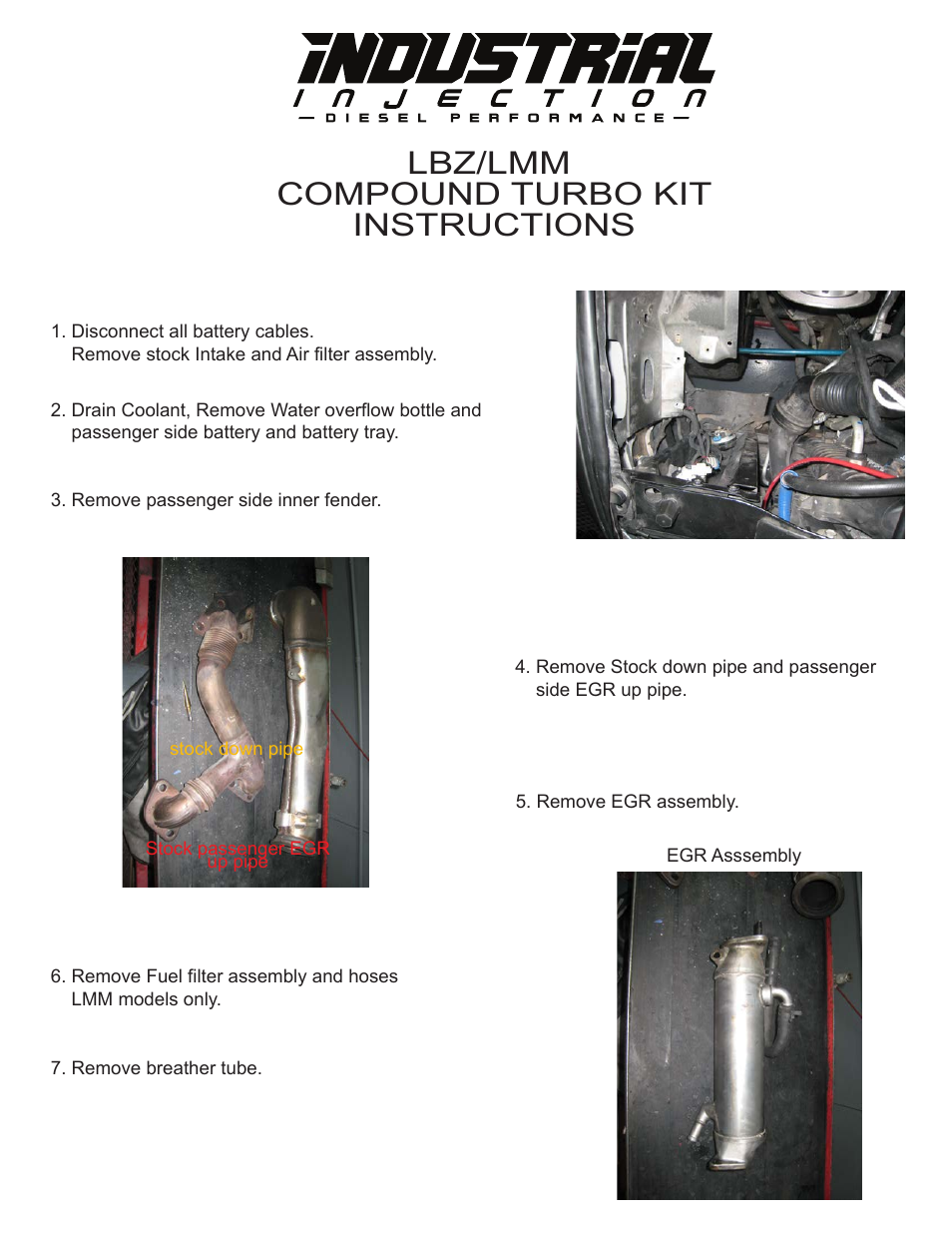 Industrial Injection LBZ/LMM Duramax Compound Turbo User Manual | 9 pages