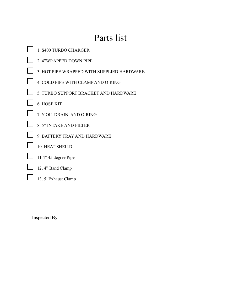 Parts list | Industrial Injection 2nd Gen Dodge Cummins Compound Turbo User Manual | Page 2 / 20