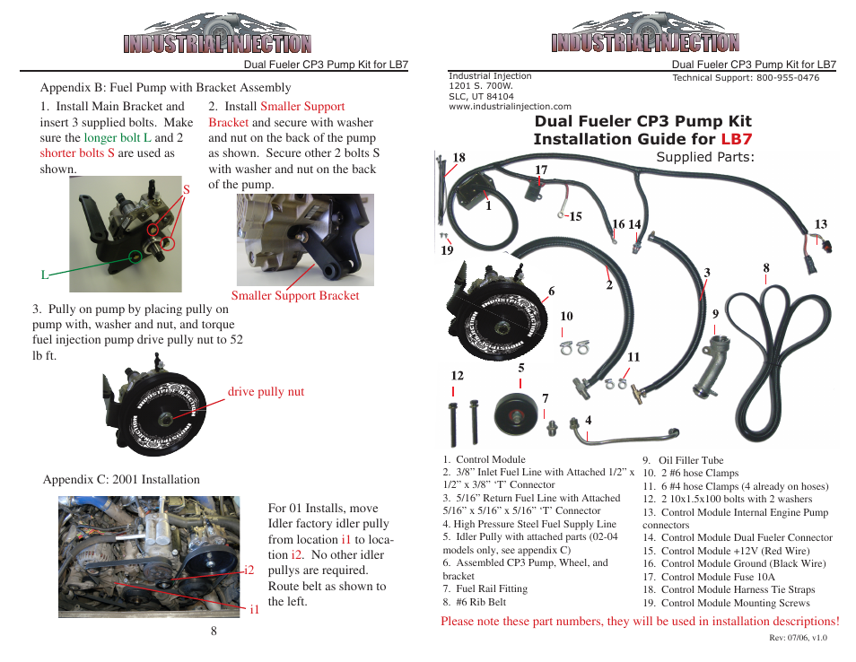 Industrial Injection LB7 Dual CP3 User Manual | 4 pages