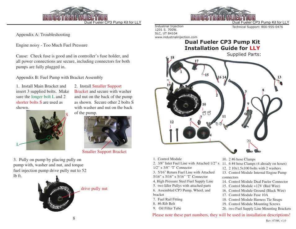 Industrial Injection LLY Dual CP3 User Manual | 4 pages