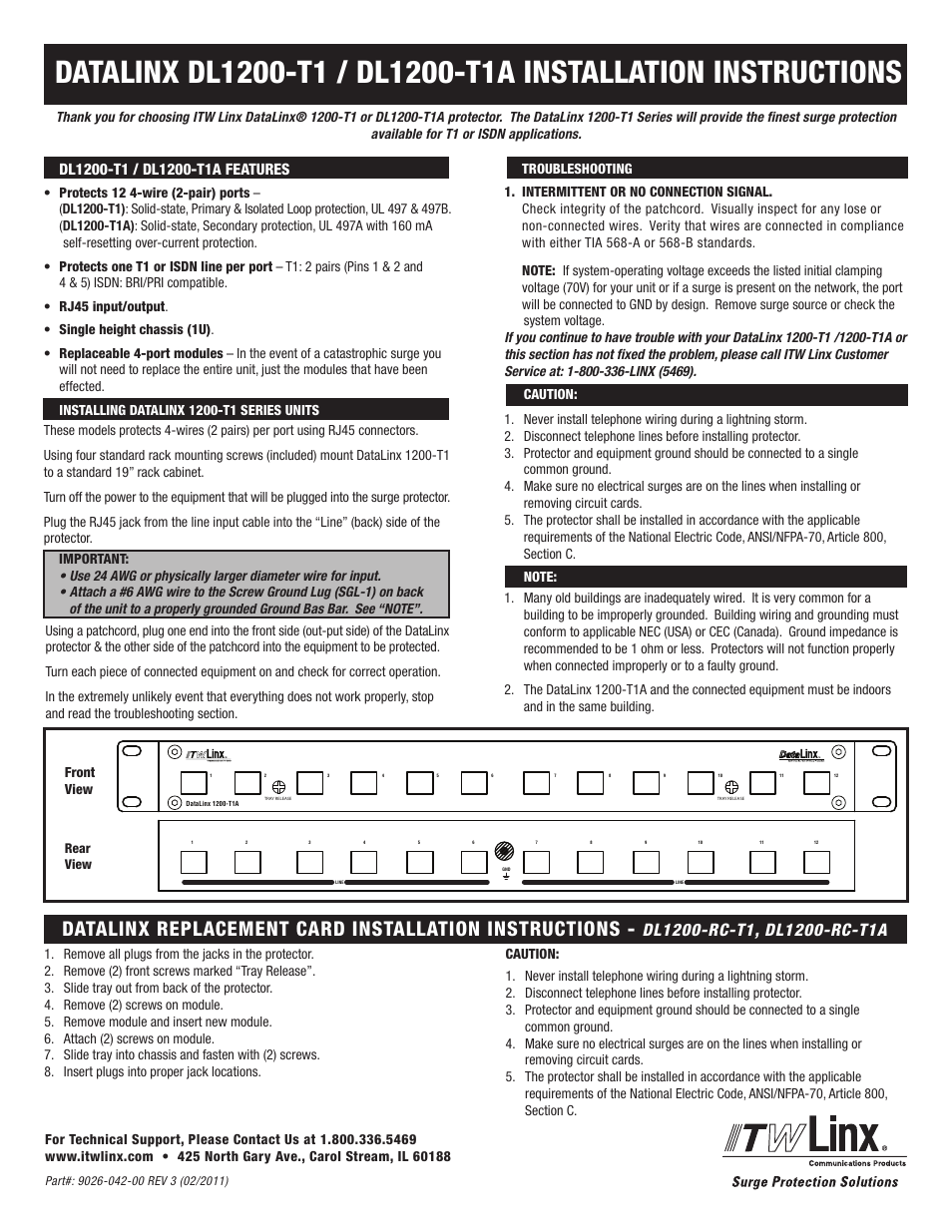 ITW Linx DL1200-T1A User Manual | 1 page