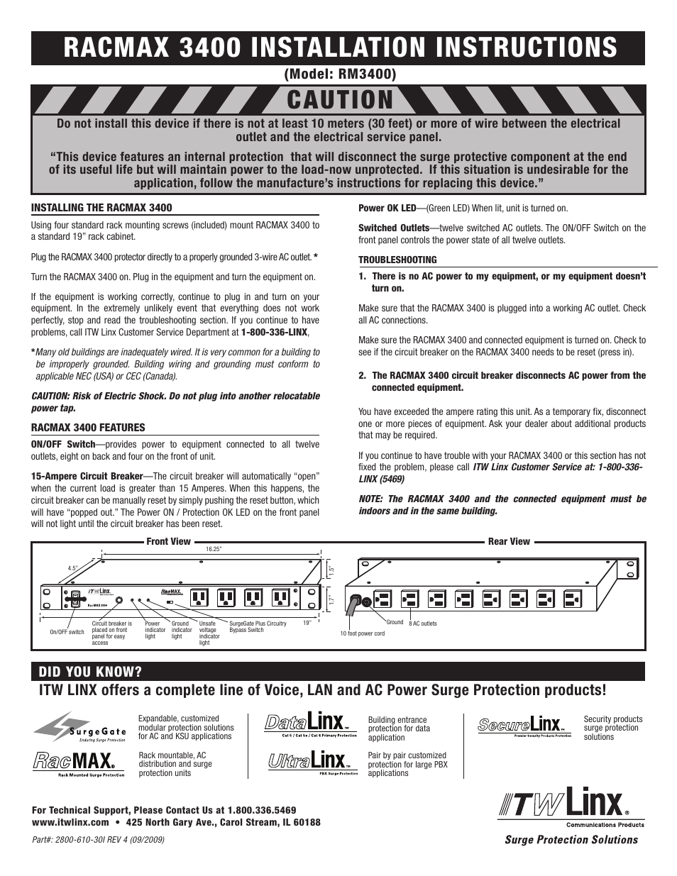 ITW Linx RM3400 User Manual | 1 page