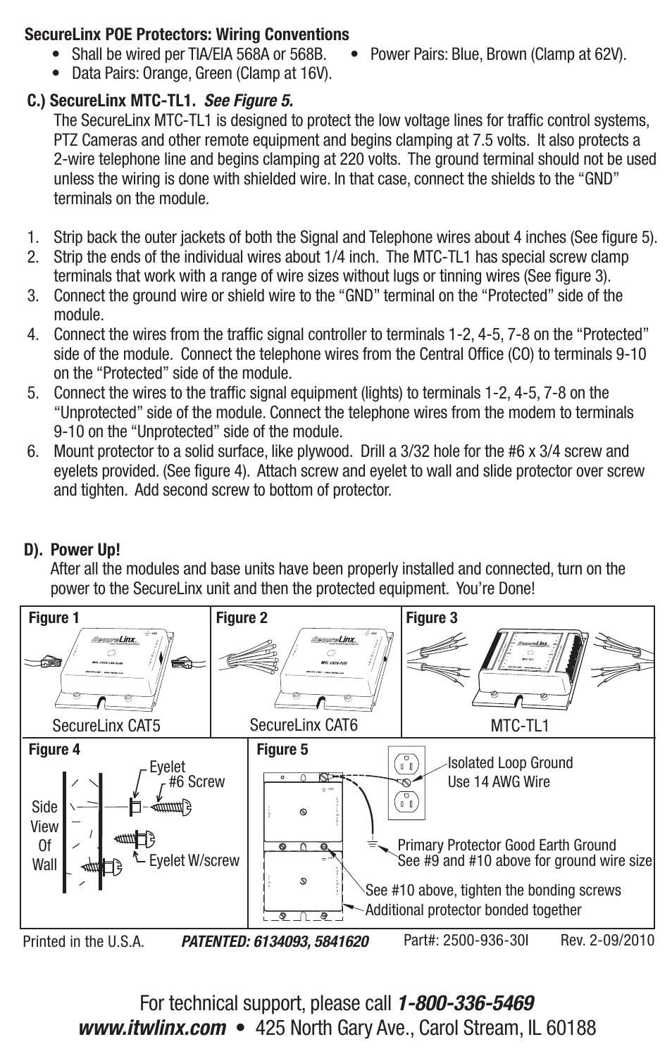 Securelinx cat5 securelinx cat6 mtc-tl1, Figure 1, Eyelet #6 screw side view of wall eyelet w/screw | Figure 2 figure 3 figure 4 figure 5 | ITW Linx SecureLinx Modular User Manual | Page 2 / 2