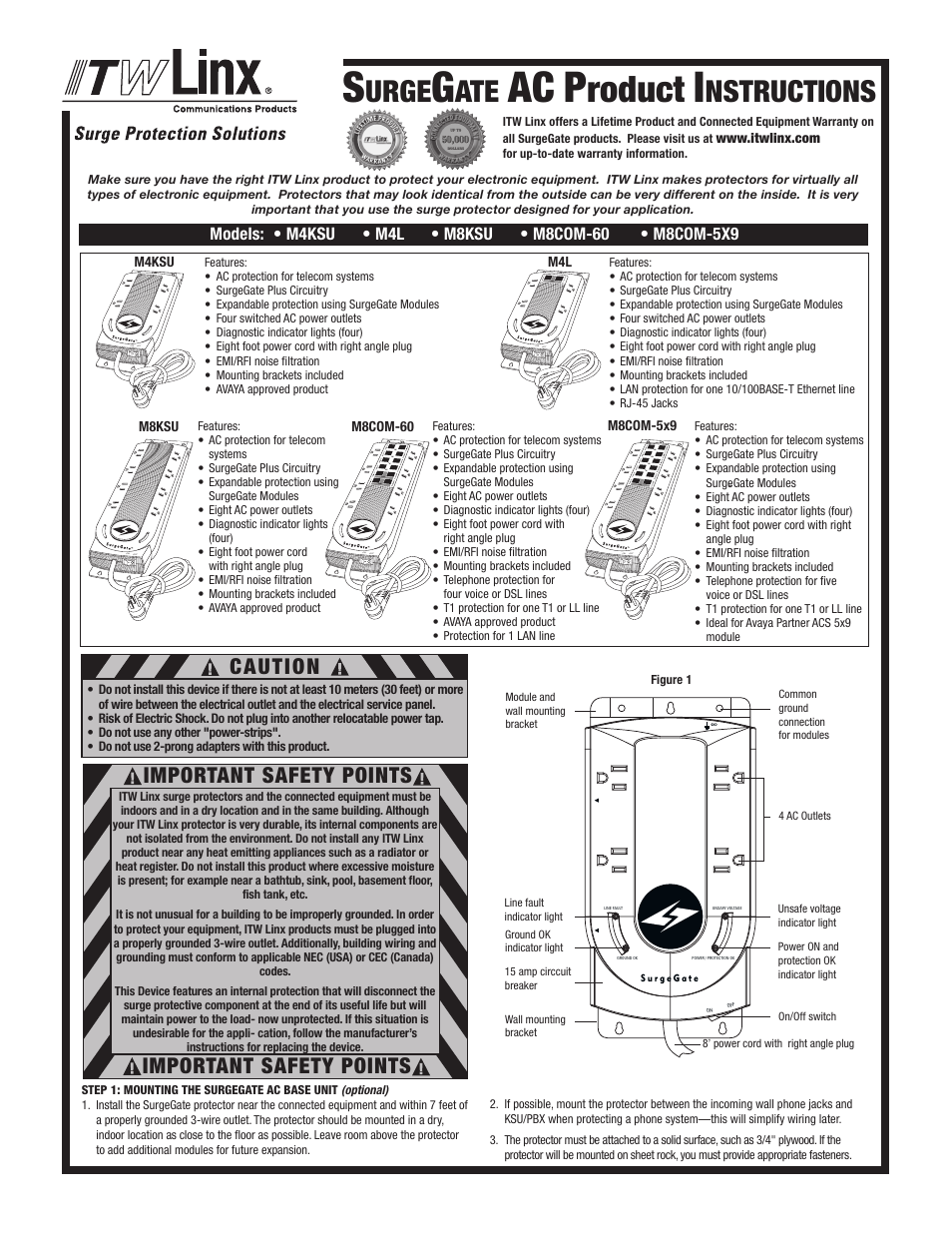 ITW Linx SurgeGate AC User Manual | 2 pages